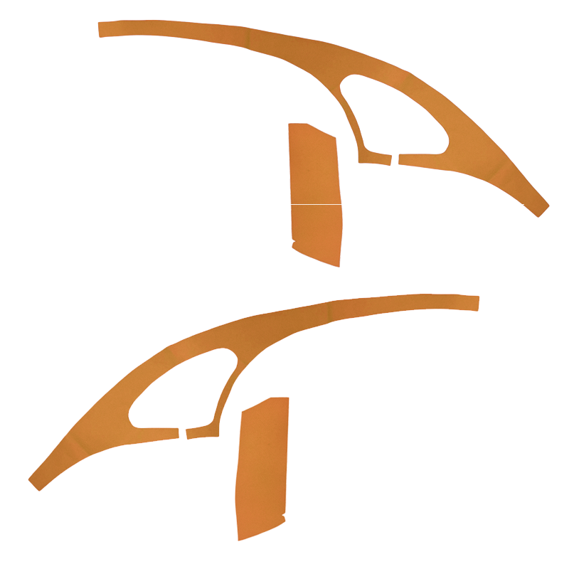 KIT DE 4 FEUTRINES ORANGE POUR HABILLAGE INTÉRIEUR (LATERALES ET PASSAGE DE ROUE ARRIERE) POUR 2CV AVEC VITRE DE CUS