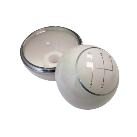 POMMEAU BLANC AVC PASSAGE DE VITESE ET ANNEAU CHROMÉ