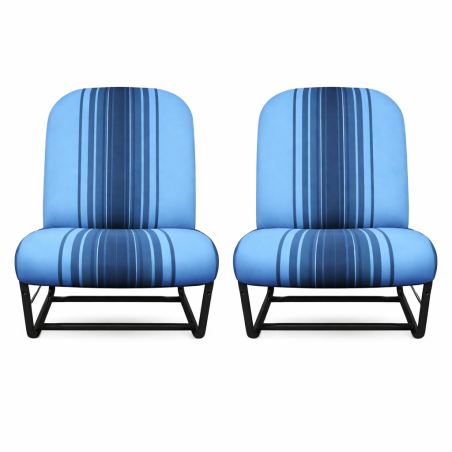 KIT GARNITURES 2CV 2 SIEGES AVANT SYM. TISSU ORIGINE BLEU RAYE NOIR