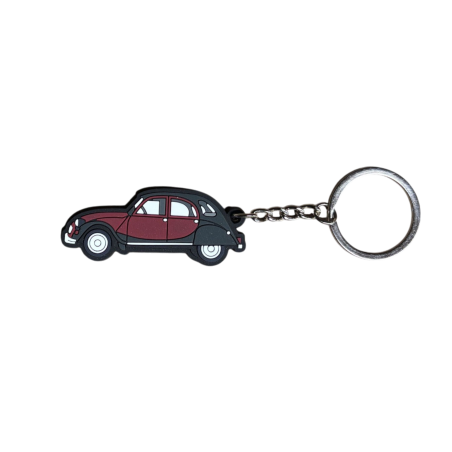 PORTE CLE 2CV CHARLESTON BORDEAUX ET NOIR